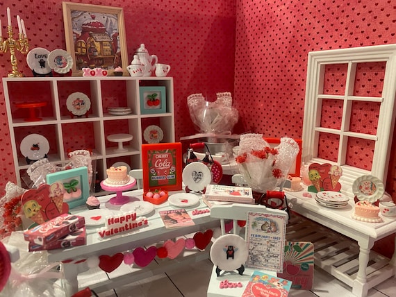 Miniature Valentine Items, Dollhouse Camp Cherry Cola Accessories, Dishes, 1:12