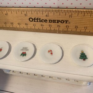 Miniature Holly Jolly Christmas Plates, Dollhouse Holiday Cookies, Tins, Plate Holders, 1:12 Holly Jolly Plates