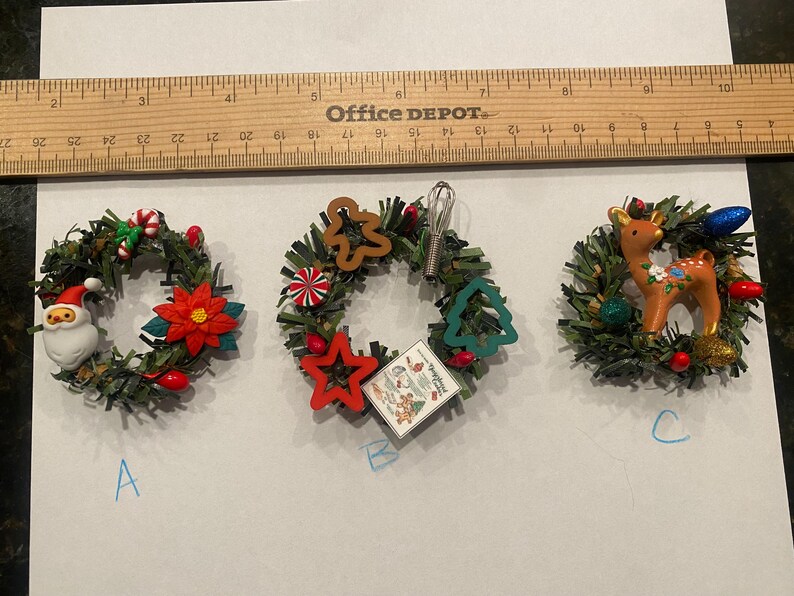 Miniature Christmas, Holiday Wreaths, Dollhouse Christmas Wreaths & Greenery, Holiday Decoration, Nativity, Candyland, Vintage Decor image 4