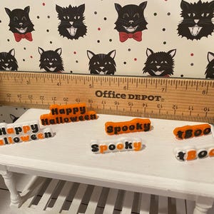 Cubos de calabaza en miniatura para Halloween, cubos para pedir dulces, platos para dulces de Halloween para casas de muñecas, cajas de dulces a escala 1:12, cuencos, bandeja para manzanas acarameladas imagen 8