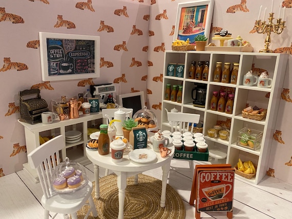 Miniature Coffee Shop, Dollhouse Drinks, Hot Beverages, 1:12