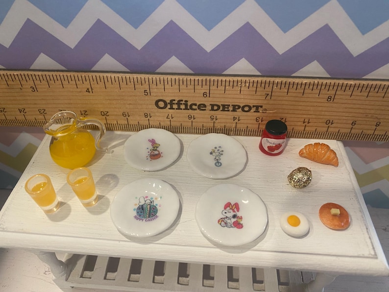 Miniature Easter Brunch, Dollhouse Easter Egg Hunt, 1:12 Designer Baskets image 3