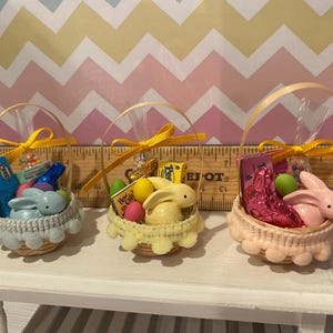 Miniature Easter Brunch, Dollhouse Easter Egg Hunt, 1:12 Designer Baskets image 7