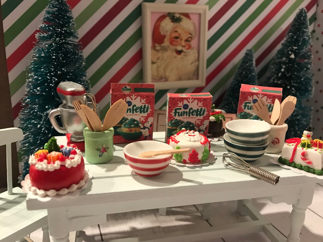 miniature-christmas-cakes-baking-set-christmas-miniatures-etsy