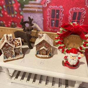 Miniature Christmas General Store, Dollhouse Signs, Firewood, Pinecones, Greenery, Cards, Candy Canes, DVD's Books, Albums, Santa, Art, 1:12 image 4