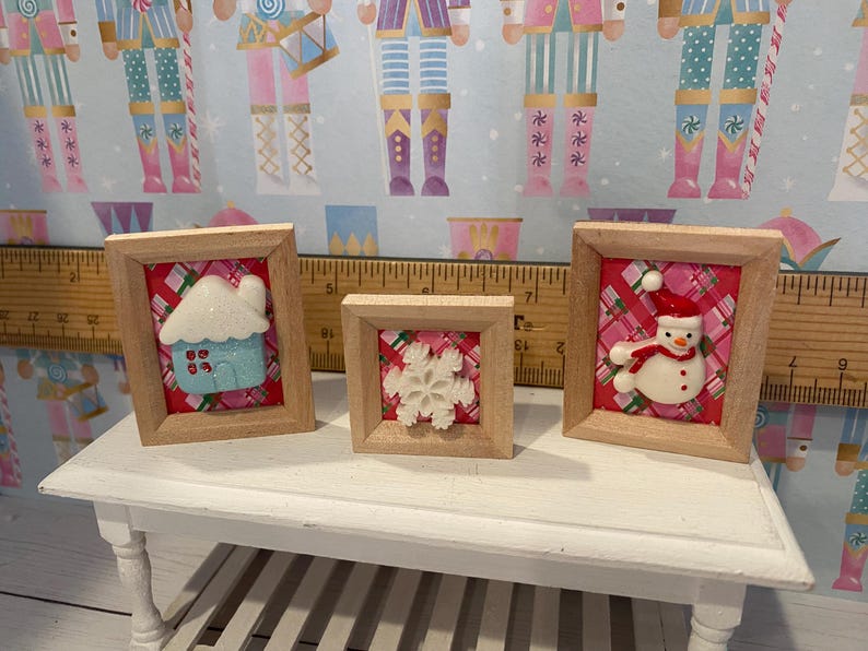Miniature Christmas Wonderland, Dollhouse Holiday Candyland Accessories, Decor, 1:12 Holidays Art Set-3