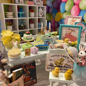 Miniature Easter Card & Flower Shop, 1:12, Mrs. Rabbit's Dollhouse Easter Gifts, Cards, Flowers, Toys, Books, Cakes, Signs, Dishes, Word Art