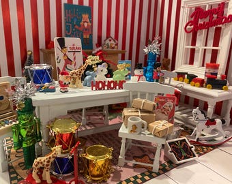 Miniature Toyland, Dollhouse Toy Parade, 1:12 Toys, Tiny Toy Shop, Rabbit, Elephant, Giraffe, Nutcracker, Snowman, Art Set, Scooter, Train