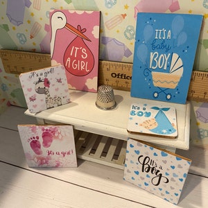 Miniature Baby Shower, Dollhouse Baby Accessories, 1:12 Nursery Items, Baby Wipes, Diapers, Bottles, Shower Games, Toys, Art, Books, Plates image 10