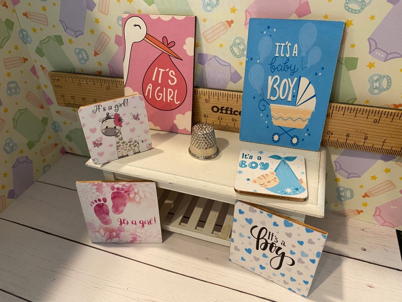 Miniature Baby Shower, Dollhouse Baby Accessories, 1:12 Nursery Items, Baby Wipes, Diapers, Bottles, Shower Games, Toys, Art, Books, Plates image 10