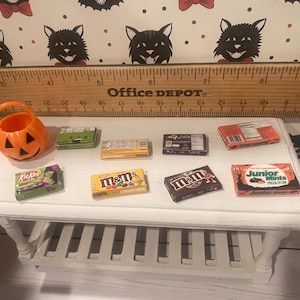 Cubos de calabaza en miniatura para Halloween, cubos para pedir dulces, platos para dulces de Halloween para casas de muñecas, cajas de dulces a escala 1:12, cuencos, bandeja para manzanas acarameladas imagen 3