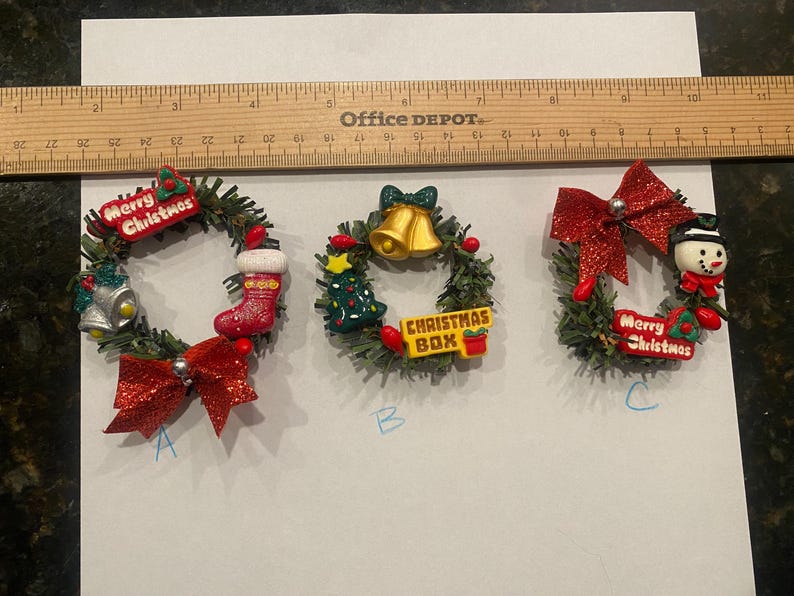 Miniature Christmas, Holiday Wreaths, Dollhouse Christmas Wreaths & Greenery, Holiday Decoration, Nativity, Candyland, Vintage Decor image 2