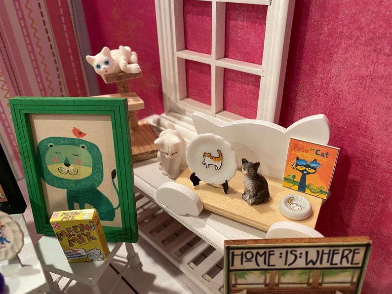 Miniatur-Zierkatzen, Puppenhaus-Kätzchen-Accessoires & Dekoration, 1:12 Bild 3
