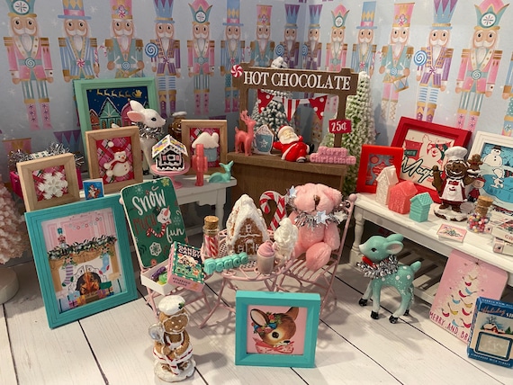 Miniature Christmas, Dollhouse Candy Wonderland, 1:12 Christmas Candyland, Gingerbread, Reindeer, Candy, Games, Nutcrackers, Frosted Trees
