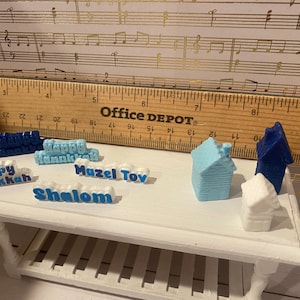 Miniature Hanukkah Party, 8 Nights of Hanukkah, Dollhouse Latke Making Set, 1:12 Dreidels, Candles, Gifts, Cards, Wine, Donuts, Books, Decor image 6