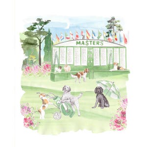 Nursery Art print Dogs playing golf Masters Augusta Clubhouse //  Hole 12 // Kids room // Augusta National Nursery // Golfing Theme Nursery