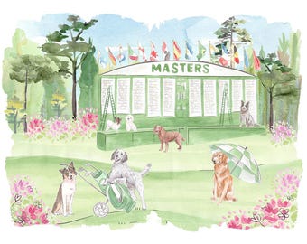 Dogs Golfing Print: Augusta Clubhouse Nursery Art