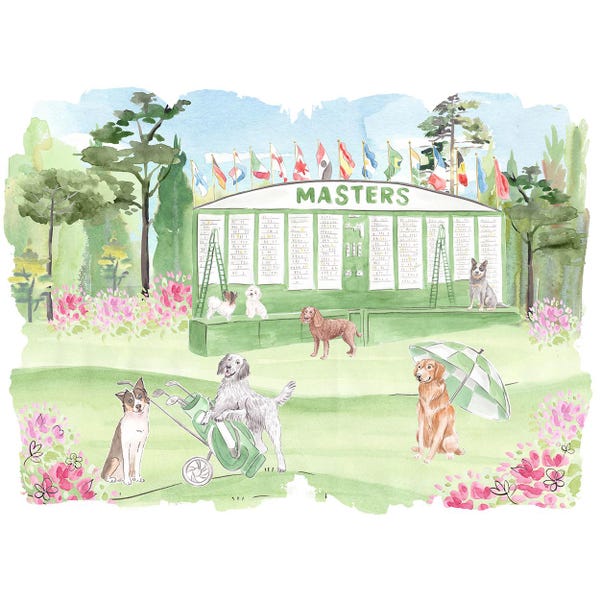 Dogs Golfing Print: Augusta Clubhouse Nursery Art