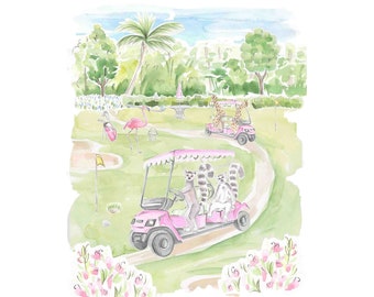 Nursery Art print Animals playing golf // Jungle Print // Tropical print  // Kids room // Nursery art