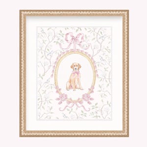 Nursery Art Print Custom Puppy with the bow // Grand Millennial art// Kids room // Nursery art