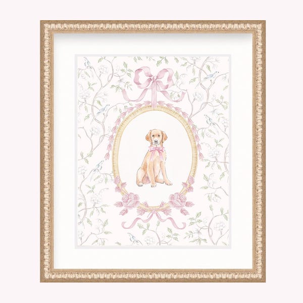 Nursery Art Print Custom Puppy with the bow // Grand Millennial art// Kids room // Nursery art