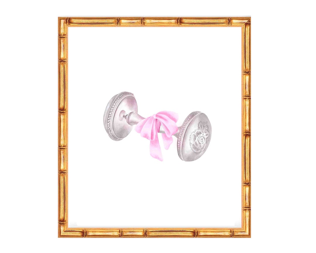 Art Print Heirloom Silver Baby Rattle With Bow// Grand Millennial ...