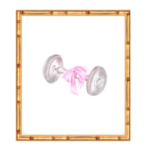Art Print Heirloom Silver Baby Rattle with Bow// Grand Millennial // Nursery // Bespoke // Traditional // Southern