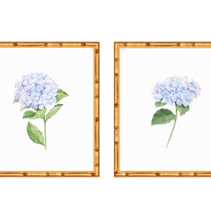 Two Art Prints Blue Hydrangeas // Nursery Decor // Hydrangea // Watercolor // Grand millennial // Coastal