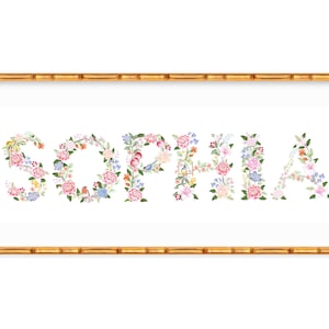 Personalized Chinoiserie Floral Name Print: Baby Girl Nursery Decor