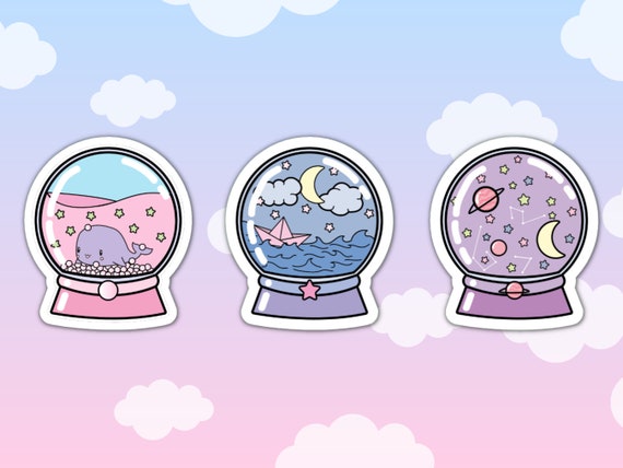 Pastel Dreamy Snow Globes Kawaii Aesthetic Vinyl Die Cut - Etsy