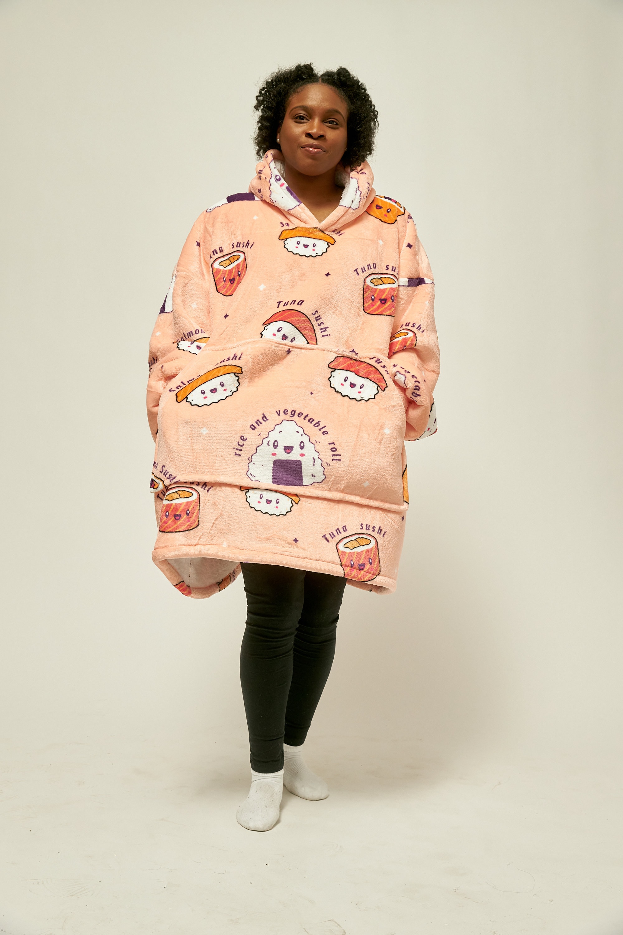 Pink Sushi Blanket Hoodie Super Comfortable Cozy Beautiful