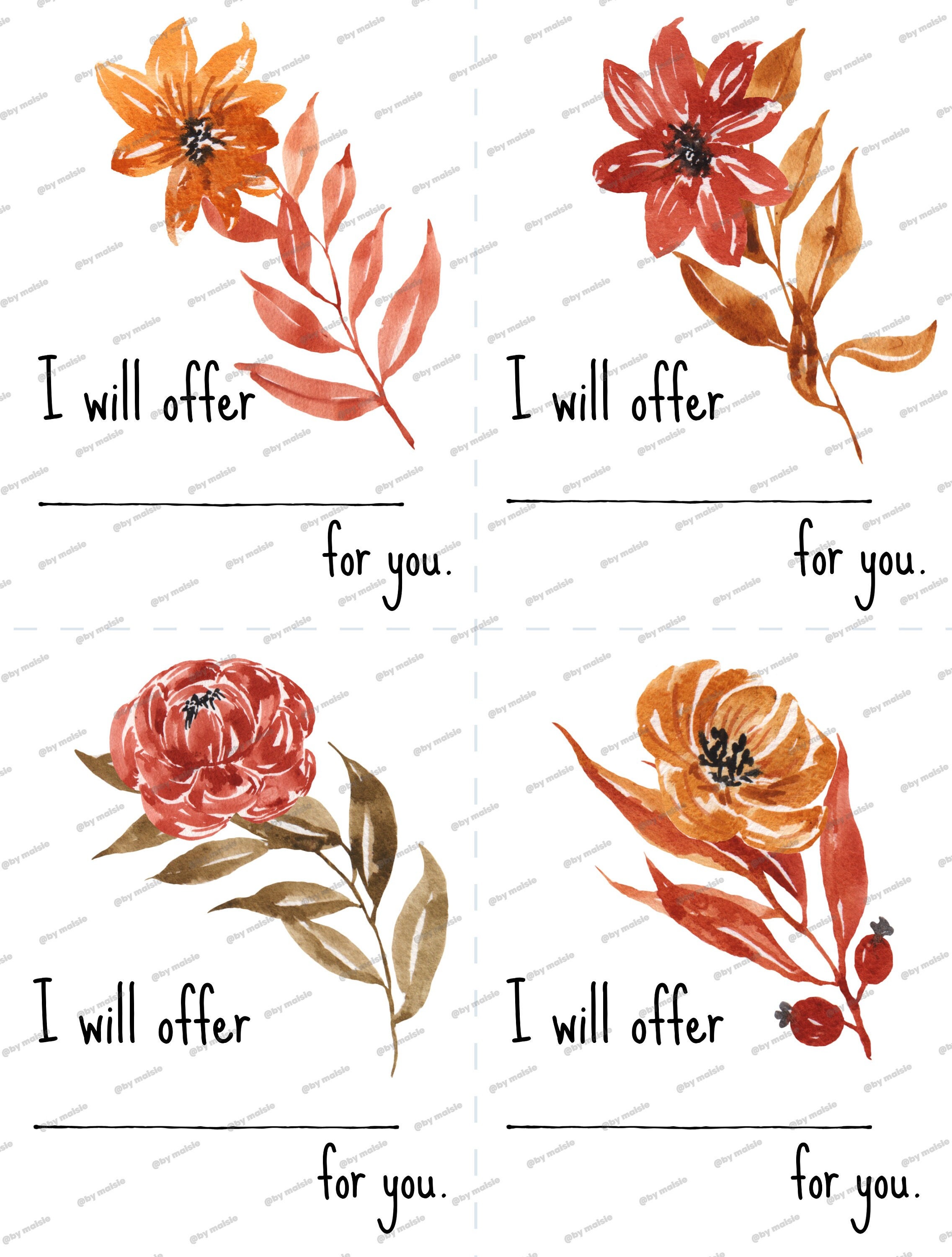 Printable Spiritual Bouquet Cards