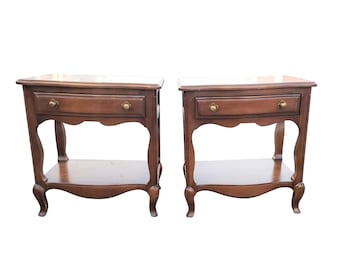 DREXEL Early 20th Century Vintage Walnut French Provincial Nightstand