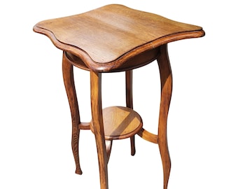 Late 19th Century Victorian Two-Tier Oak Side Table