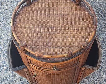 Mid 20th Century Seven Seas Hooker Bamboo Side Cabinet Magazine