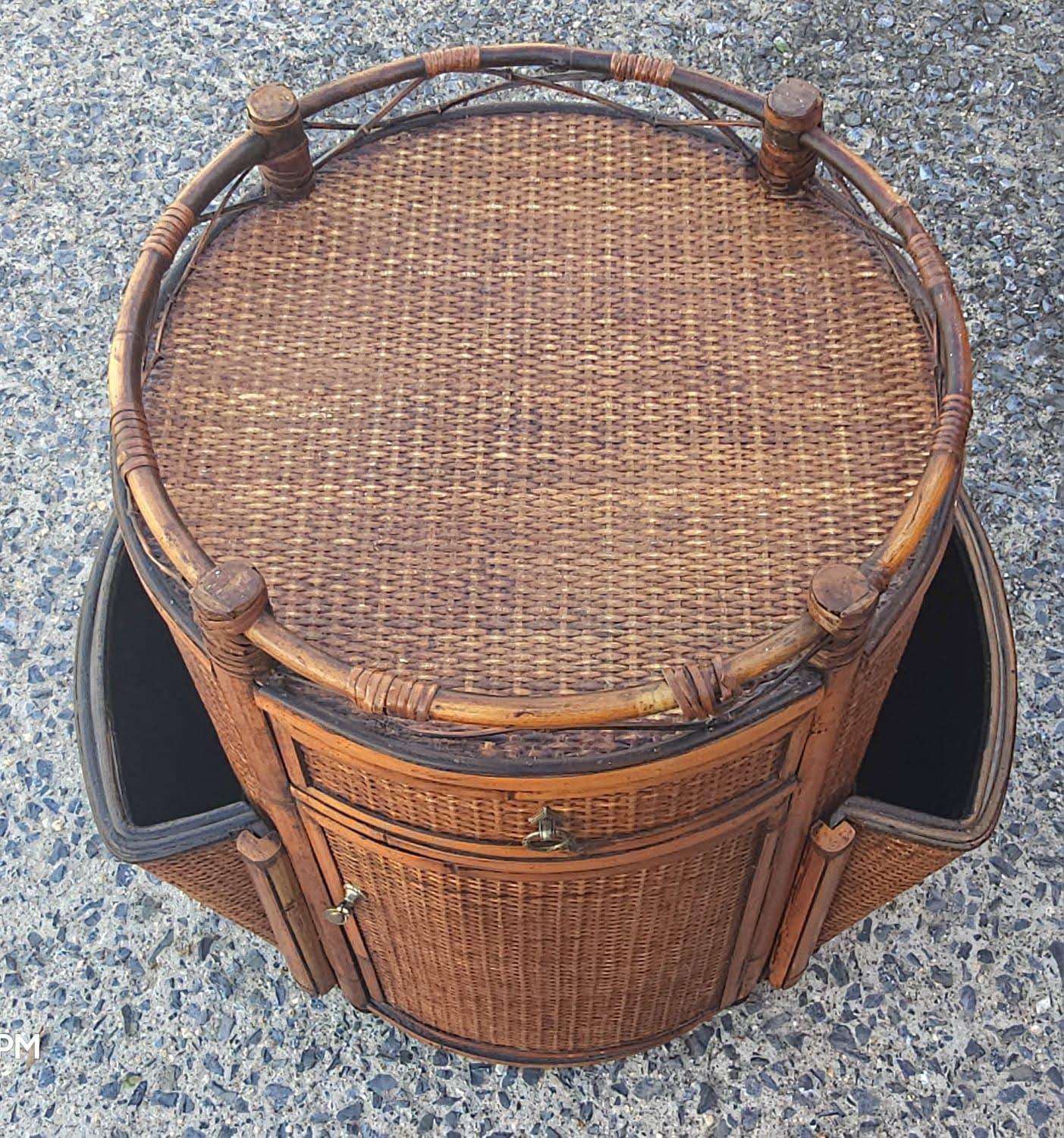 Mid 20th Century Seven Seas Hooker Bamboo Side Cabinet Magazine