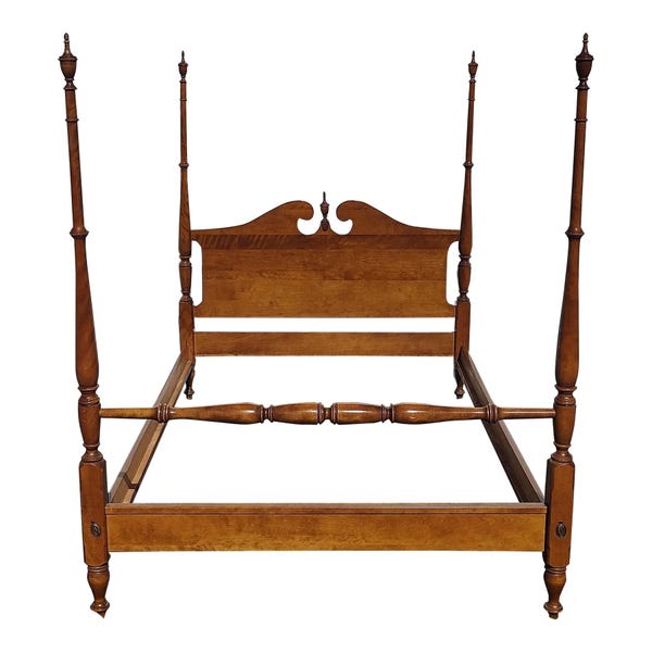 Ethan Allen 1940s Full Size Poster Bed With Finial