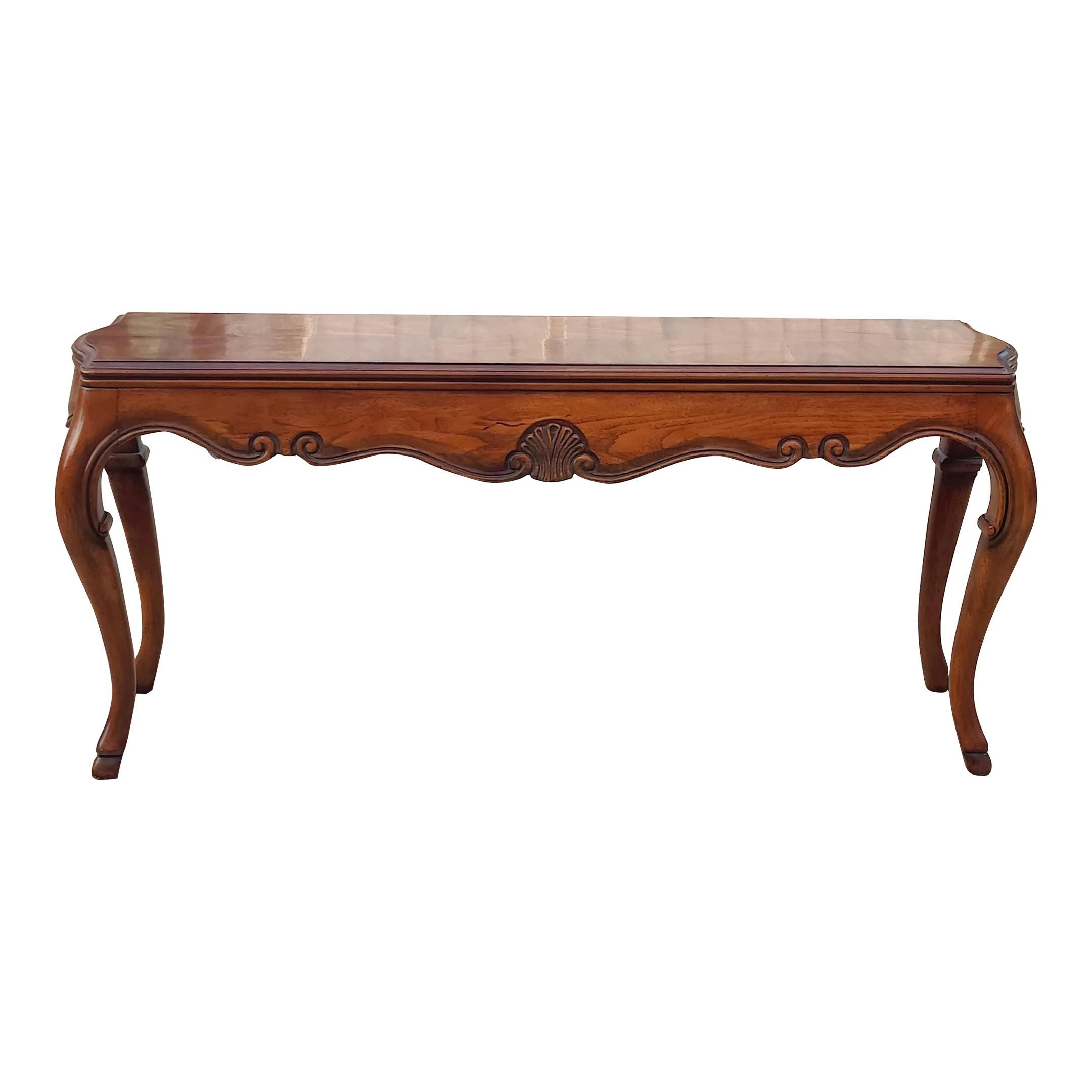 1980s Drexel Heritage French Provincial Carved Sofa Console Table