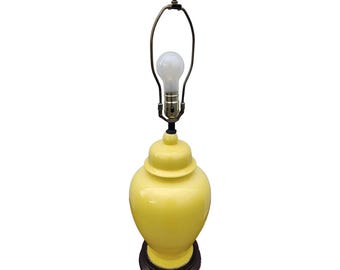 Vintage Yellow Ginger Jar Table Lamp