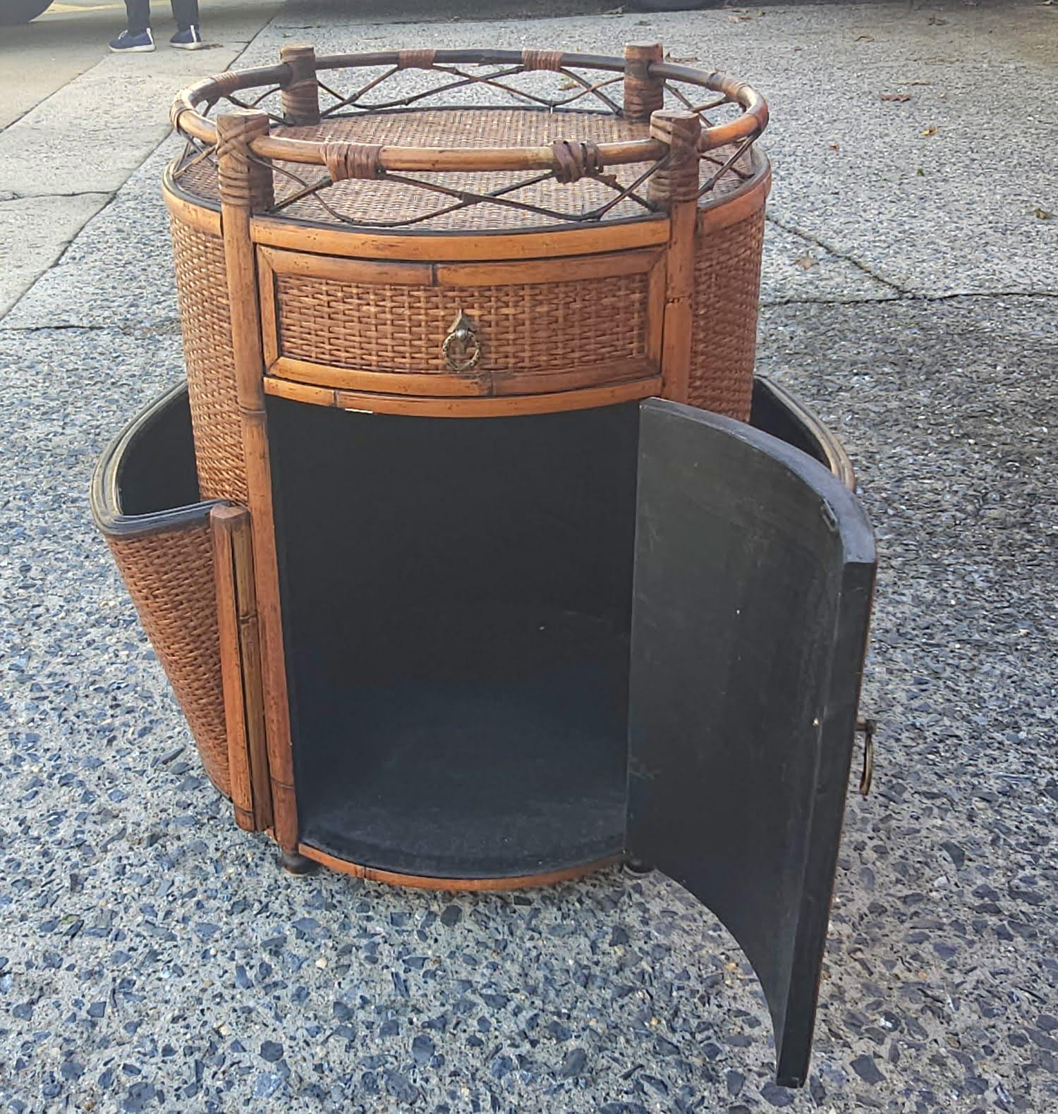 Mid 20th Century Seven Seas Hooker Bamboo Side Cabinet Magazine