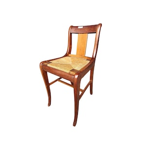 Mid 20th Century Antique Duncan Phyfe Regency Style Accent Side Chair With Rush Seat