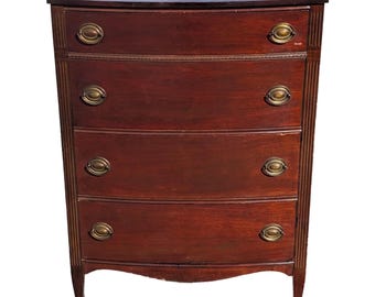 Vintage Mid 20th Century Federal Hepplewhite Style Mahogany Four Drawer Chest of Drawers