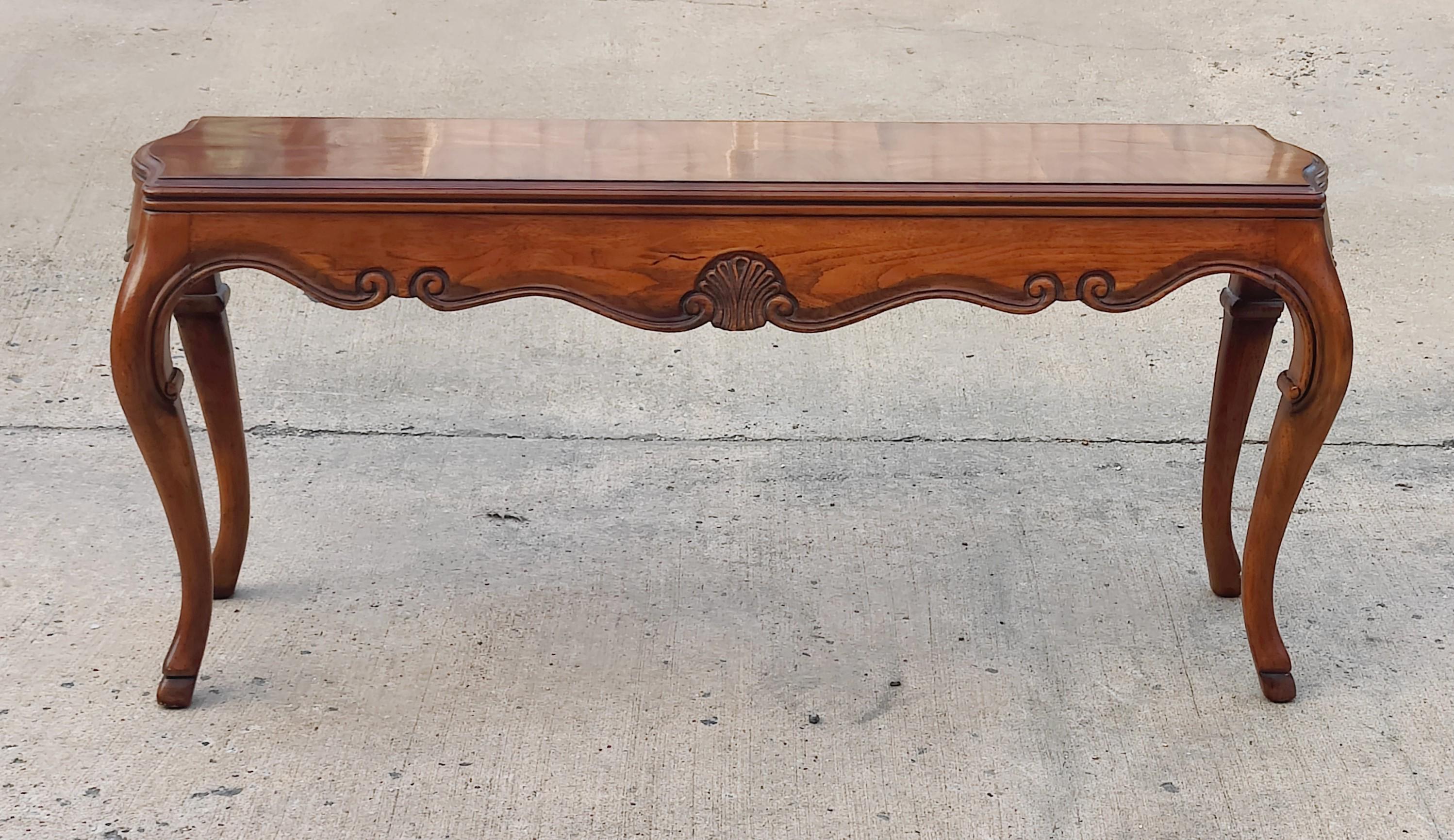 1980s Drexel Heritage French Provincial Carved Sofa Console Table