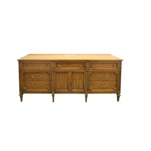 VINTAGE ANTIQUE Mid 20th Century Vintage Mid Century French Regency Walnut Triple buffet / dresser