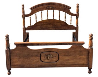 Vintage Convertible Queen or Full Size Traditional Style Half Poster Bedframe