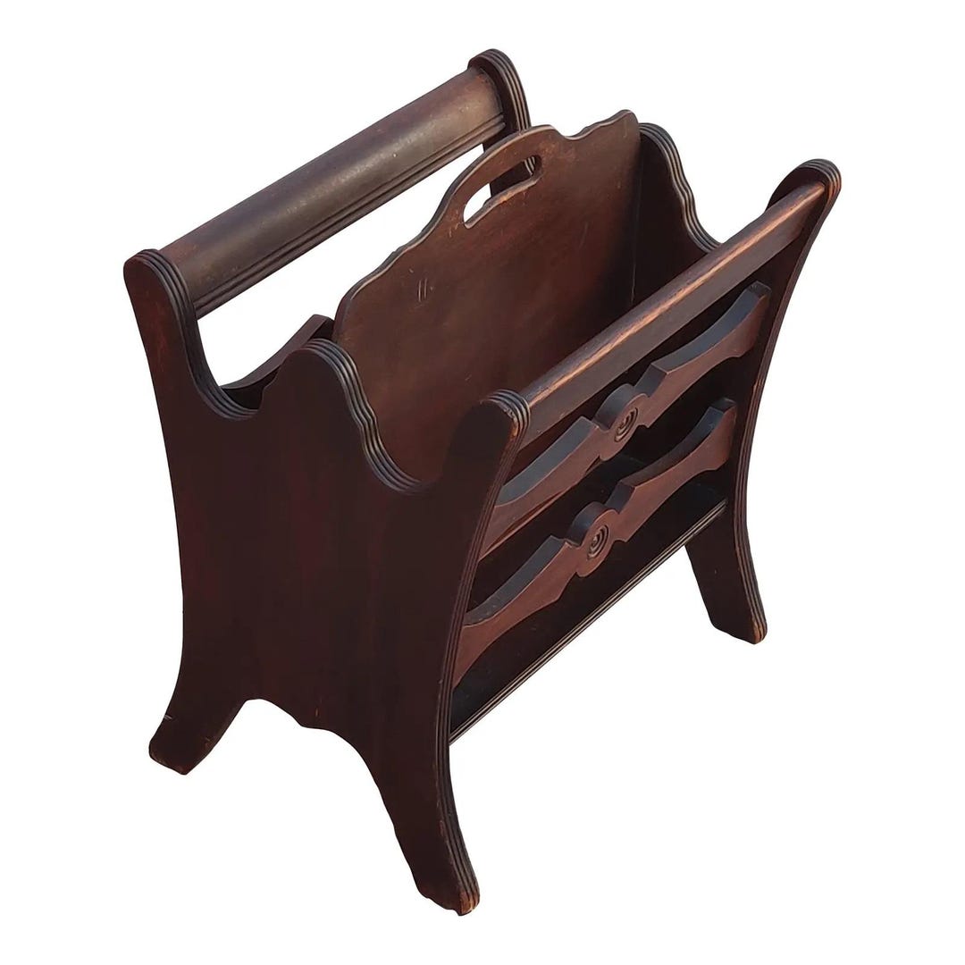 Walnut Magazine Rack Vintage Walnut Canterbury Magazine Rack - Etsy