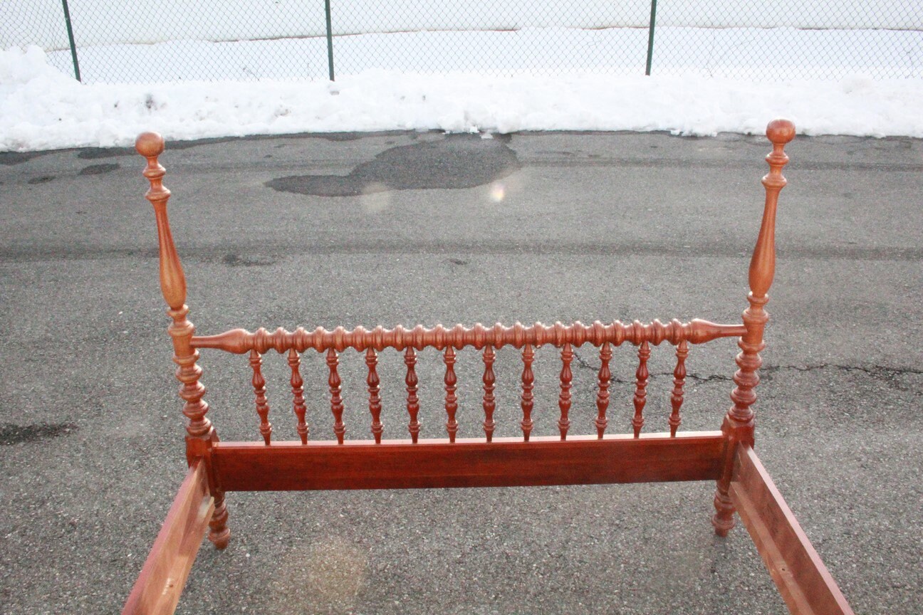 1940s Vintage Chippendale Style Four Semi-poster Full XL Bed Frame