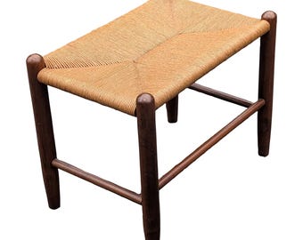 Taburete de junco estilo campestre francés vintage