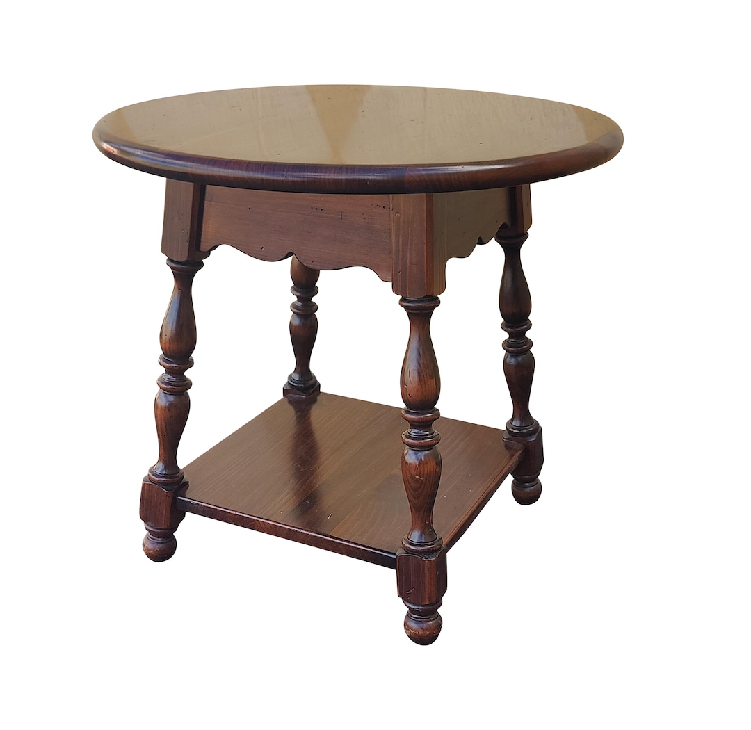 Vintage Ethan Allen Pine Round Side Table - Etsy