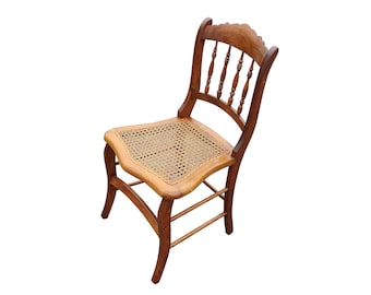 Viktorianischer Beistellstuhl aus Rohrgeflecht aus dem frühen 20. Jahrhundert